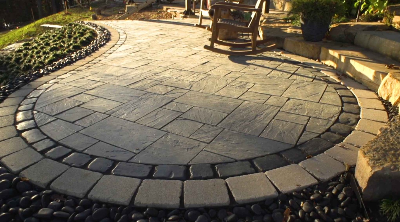 Durable circular paver patio with professional hardscaping