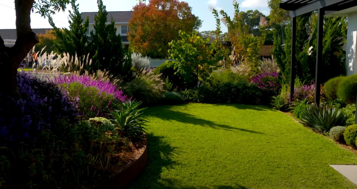 Beautiful outdoor landscape with vibrant garden creating lasting outdoor space